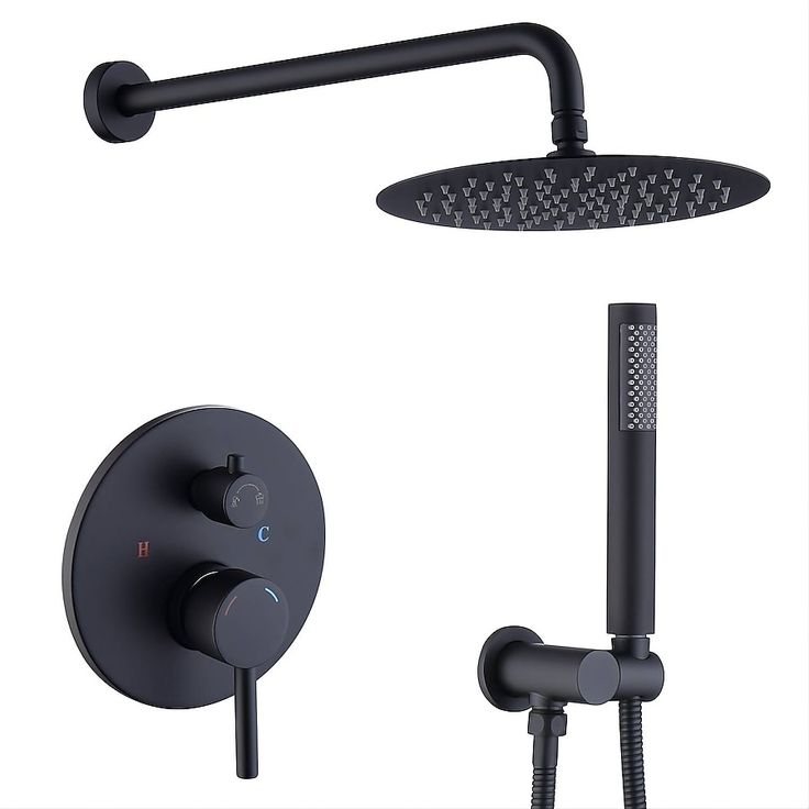 Elegant Black Thermostatic Shower Column Rain Shower Set